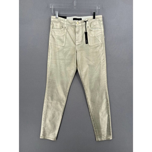 J BRAND Pants Womens 30 Maria High Rise Skinny Gold Messaline Coated Cord NWT - Picture 4 of 13